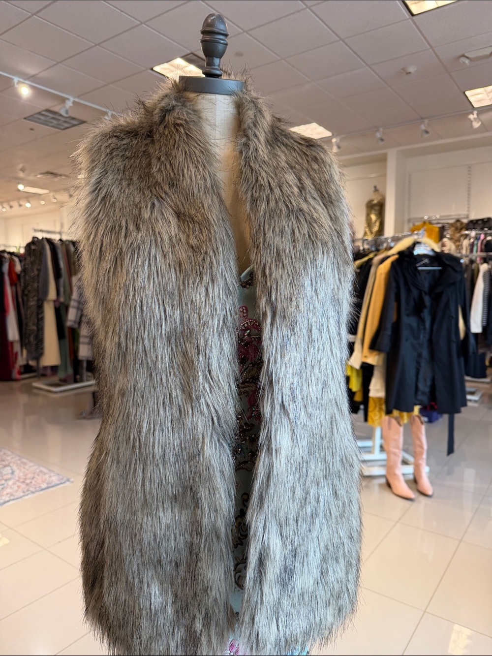 Faux Fur Long Vest banana republic